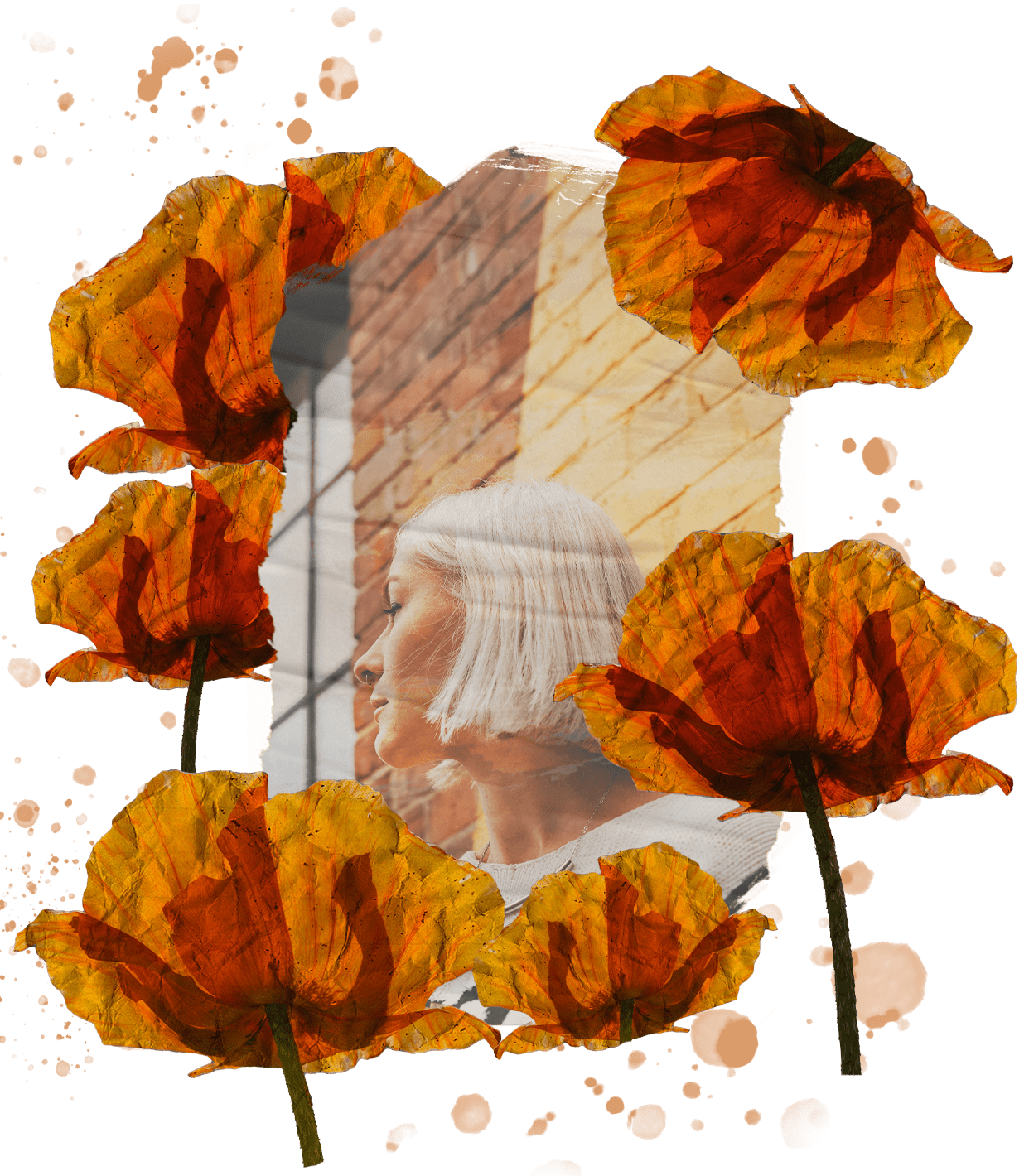 opioid flowers surrounding an image of a girl