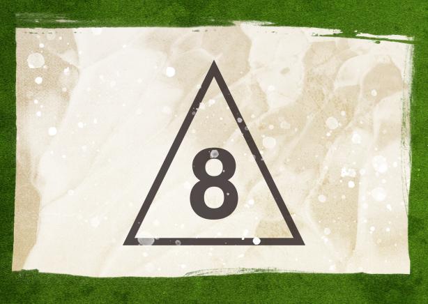 A triangle with the number 8 in the middle 